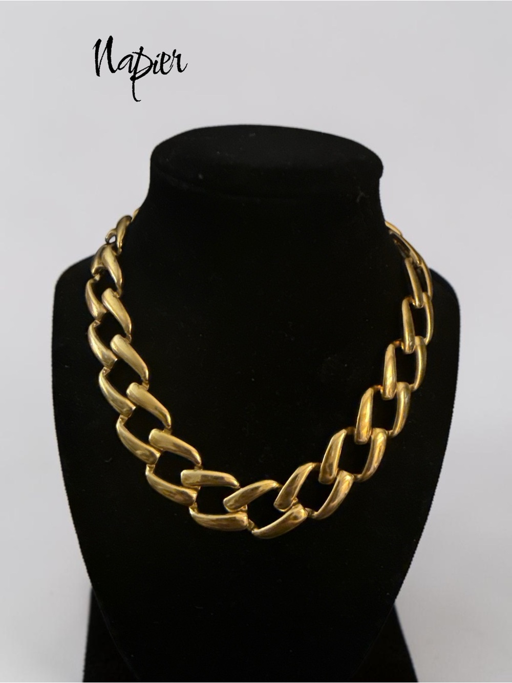 Vintage Napier Gold Tone Chunky Link Statement Necklace